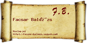 Facsar Balázs névjegykártya